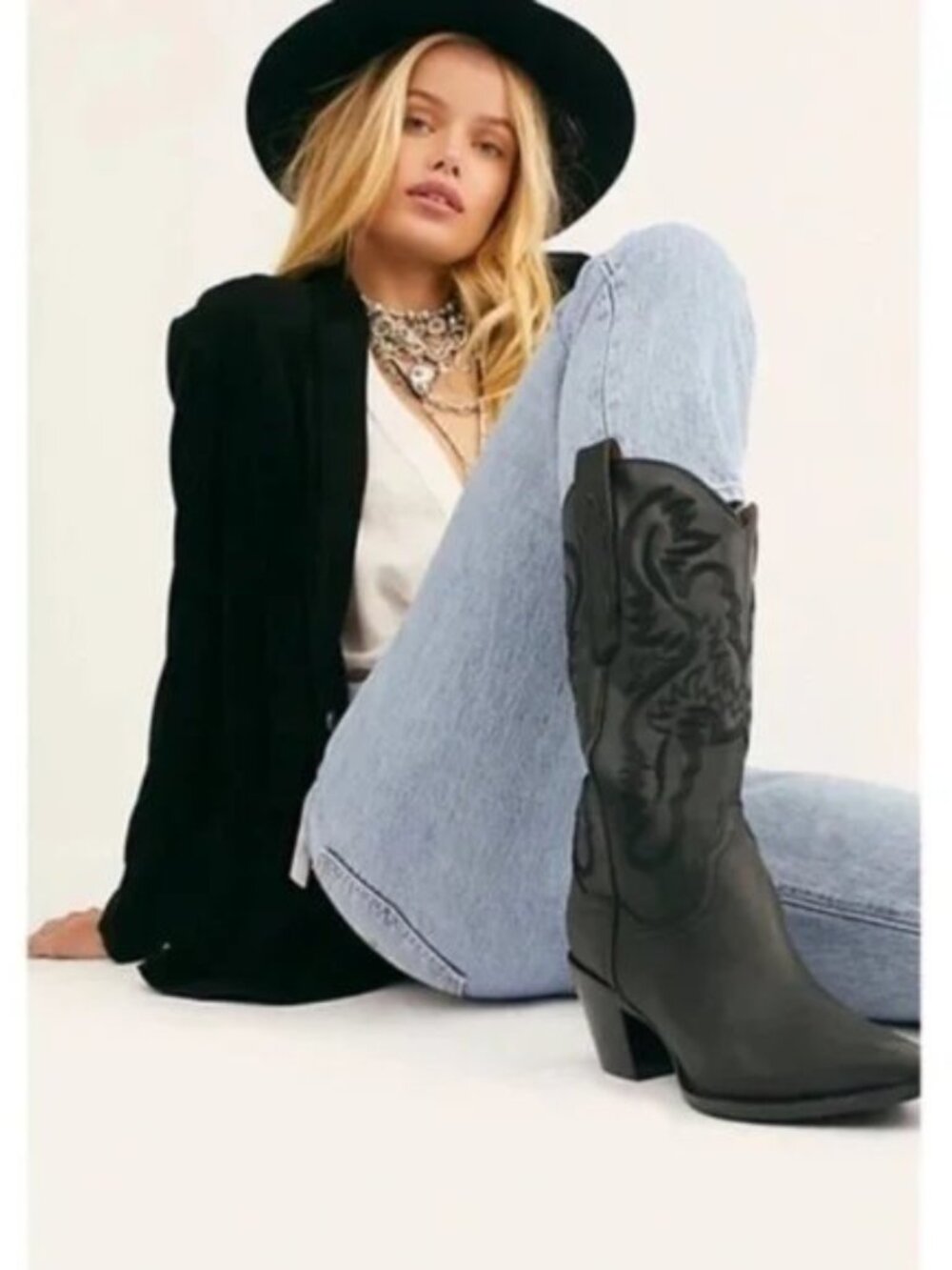 JEFFREY CAMPBELL Dagget Western Boot in Black Washed Size US 10 - Picture 8 of 9